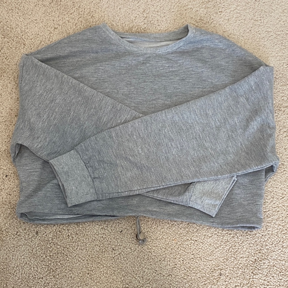 Cropped Gray Long Sleeve Sweatshirt